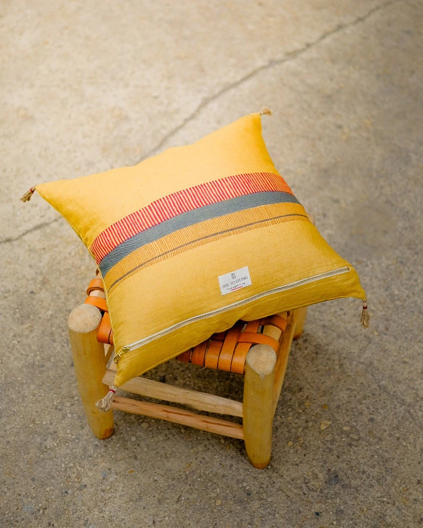 Soil To Studio Best Sellers Aditi Linen Throw PIllow Cover - Yellow 6 Soil To Studio Best Sellers Aditi Linen Throw PIllow Cover - Yellow