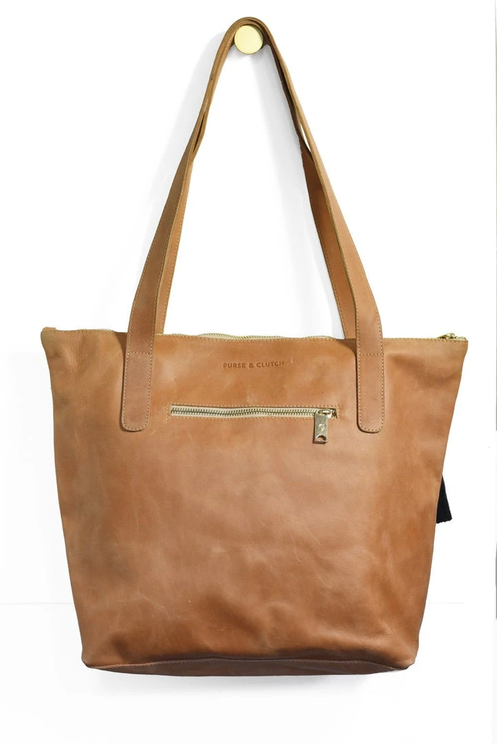 Purse & Clutch Zippered Leather Purse - Caramel Accessories 5 Purse & Clutch Zippered Leather Purse - Caramel Accessories