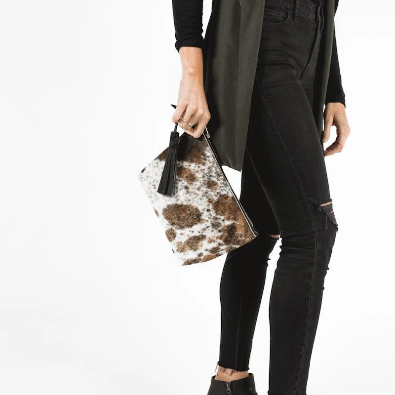 Abby Alley Handcrafted Keely Clutch - Black Cow Hair 4 Abby Alley Handcrafted Keely Clutch - Black Cow Hair