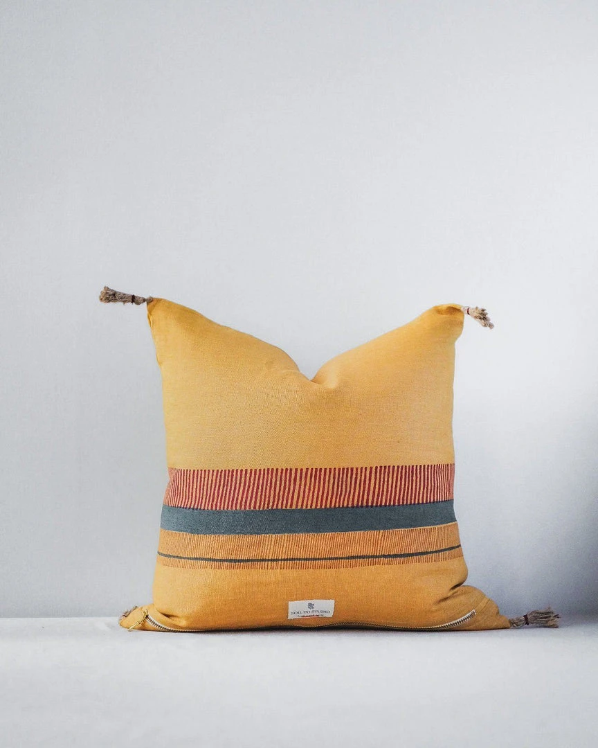 Soil To Studio Best Sellers Aditi Linen Throw PIllow Cover - Yellow 4 Soil To Studio Best Sellers Aditi Linen Throw PIllow Cover - Yellow