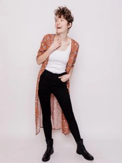 Mata Traders Aditi Hazelnut Floral Tencel Wrap Dress Clothing