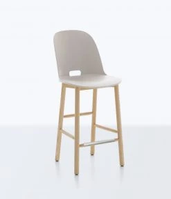 Emeco Alfi Recycled High Back Counter Stool - Ash