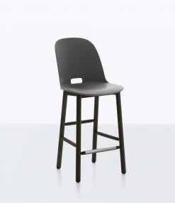 Emeco Furniture Alfi Recycled High Back Counter Stool - Dark Ash