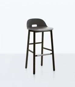 Emeco Alfi Recycled Low Back Barstool - Dark Ash Furniture