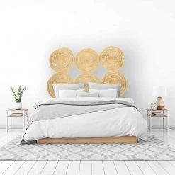 KAZI Home Goods All Natural Woven Discs Queen Headboard