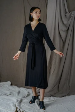 Altar Upcycled Modal Wrap Dress - Black