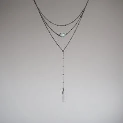 Iron Oxide Jewelry Layered Opal Lariat Necklace