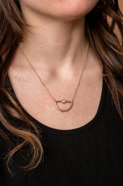 Iron Oxide Mini Waxing Moon Necklace