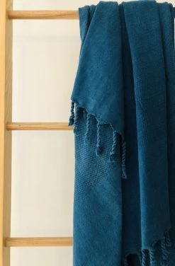 Amante Marketplace Best Sellers Arete Turkish Towel / Throw Blanket - Petrol Blue