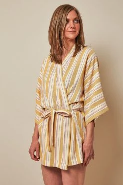 Anatolico Boho Mustard Short Turkish Robe