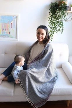 Anatolico Matia Turkish Blanket / Scarf - Black Throw Blankets