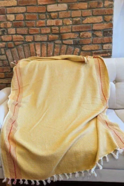 Anatolico Matia Turkish Blanket / Scarf - Mustard