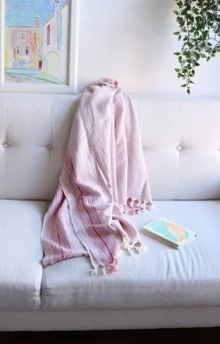 Anatolico Throw Blankets Matia Turkish Blanket / Scarf - Pink