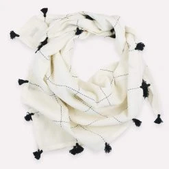 Anchal Grid Scarf With Tassels - Bone Accessories