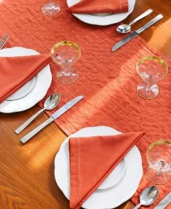 Anchal Cross Stitch Table Runner - Rust Kitchen + Dining