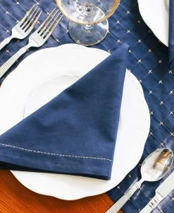 Anchal Kitchen + Dining Pin Stitch Napkin Set - Navy