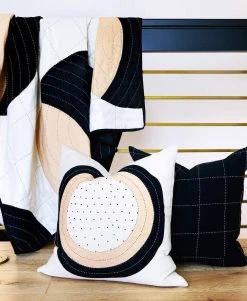 Anchal Grid Stitch Throw Pillow - Charcoal Home Goods