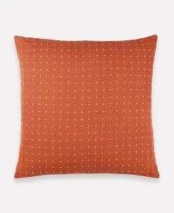 Anchal Cross Stitch Throw Pillow- Rust