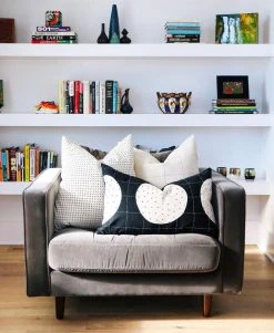 Anchal Lunar Dot Lumbar Pillow - Charcoal 15 Anchal Lunar Dot Lumbar Pillow - Charcoal