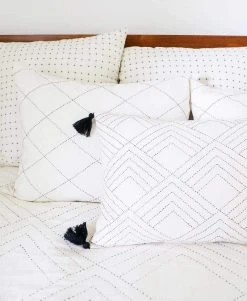Anchal Diamond Stitch Standard Throw Pillow - Bone