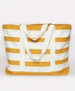 Anchal Stripe Canvas Tote Bag - Mustard Accessories