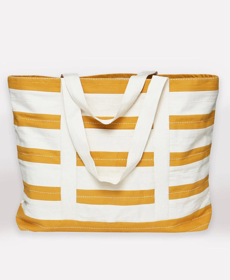 Anchal Stripe Canvas Tote Bag - Mustard Accessories 3 Anchal Stripe Canvas Tote Bag - Mustard Accessories