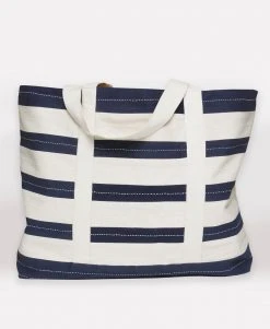 Anchal Accessories Stripe Canvas Tote Bag - Navy