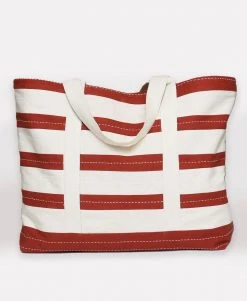 Anchal Stripe Canvas Tote Bag - Rust