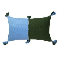 Archive New York Antigua Lumbar Pillow - Olive + Blue