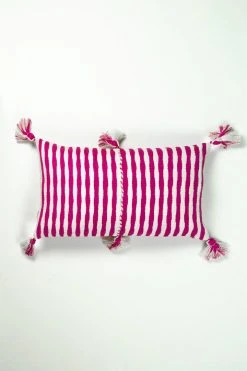 Archive New York Home Goods Antigua Lumbar Pillow - Fuchsia Pink Stripe