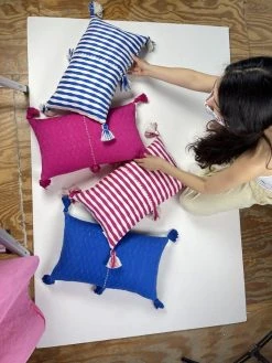 Archive New York Antigua Lumbar Pillow - Blue Stripe 15 Archive New York Antigua Lumbar Pillow - Blue Stripe