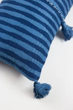 Archive New York Home Goods Antigua Lumbar Pillow - Natural Indigo Striped