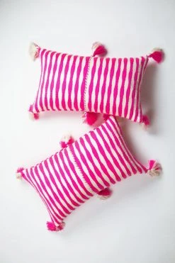 Archive New York Antigua Lumbar Pillow - Neon Pink Striped