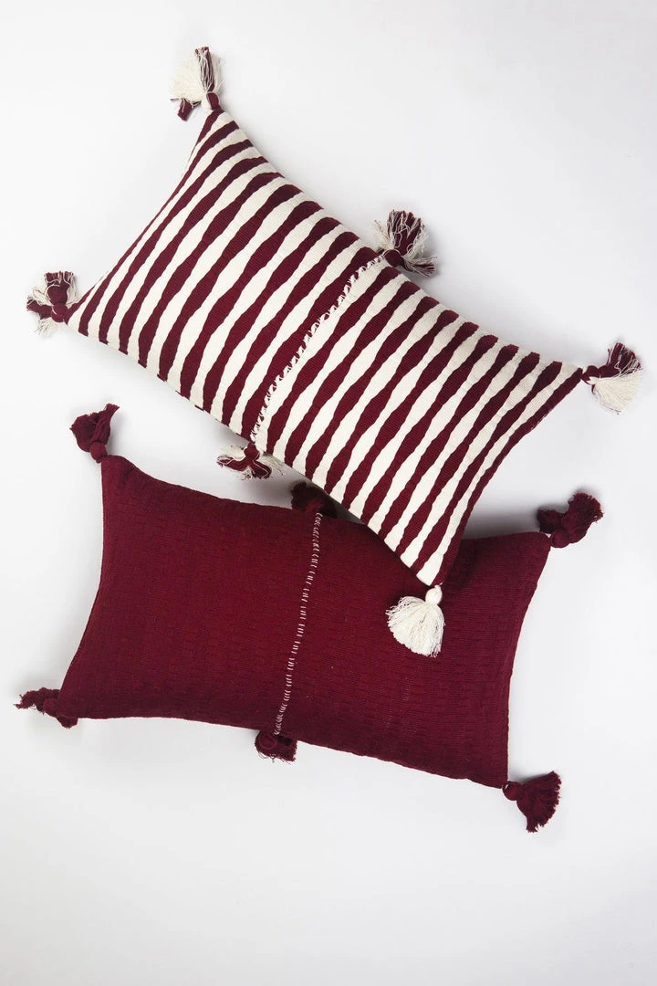 Archive New York Antigua Lumbar Pillow - Burgundy 4 Archive New York Antigua Lumbar Pillow - Burgundy