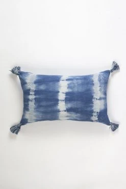 Archive New York Indigo Striped Shibori Lumbar Pillow Cover