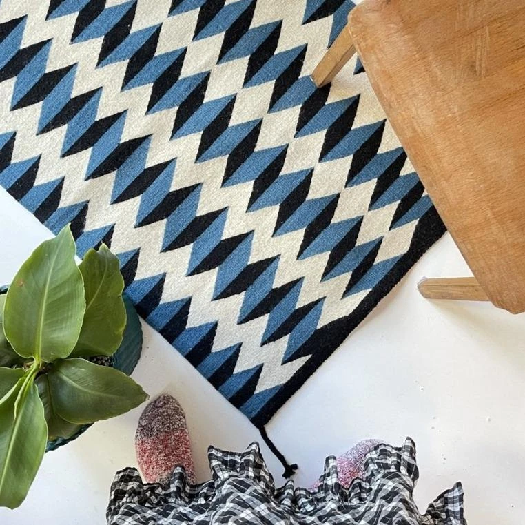 Archive New York Home Goods Teo Wool Rug - Blue + Black 5 Archive New York Home Goods Teo Wool Rug - Blue + Black