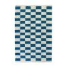 Archive New York Zapotec Checkered Wool Rug - Blue + Ivory