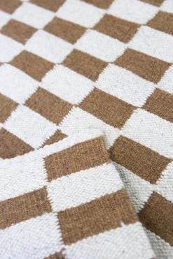 Archive New York Home Goods Zapotec Checkered Wool Rug - Umber + Ivory