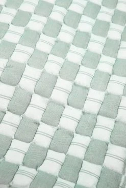 Archive New York Home Goods Quilted Suzani Throw Blanket - Light Sage Gray + White