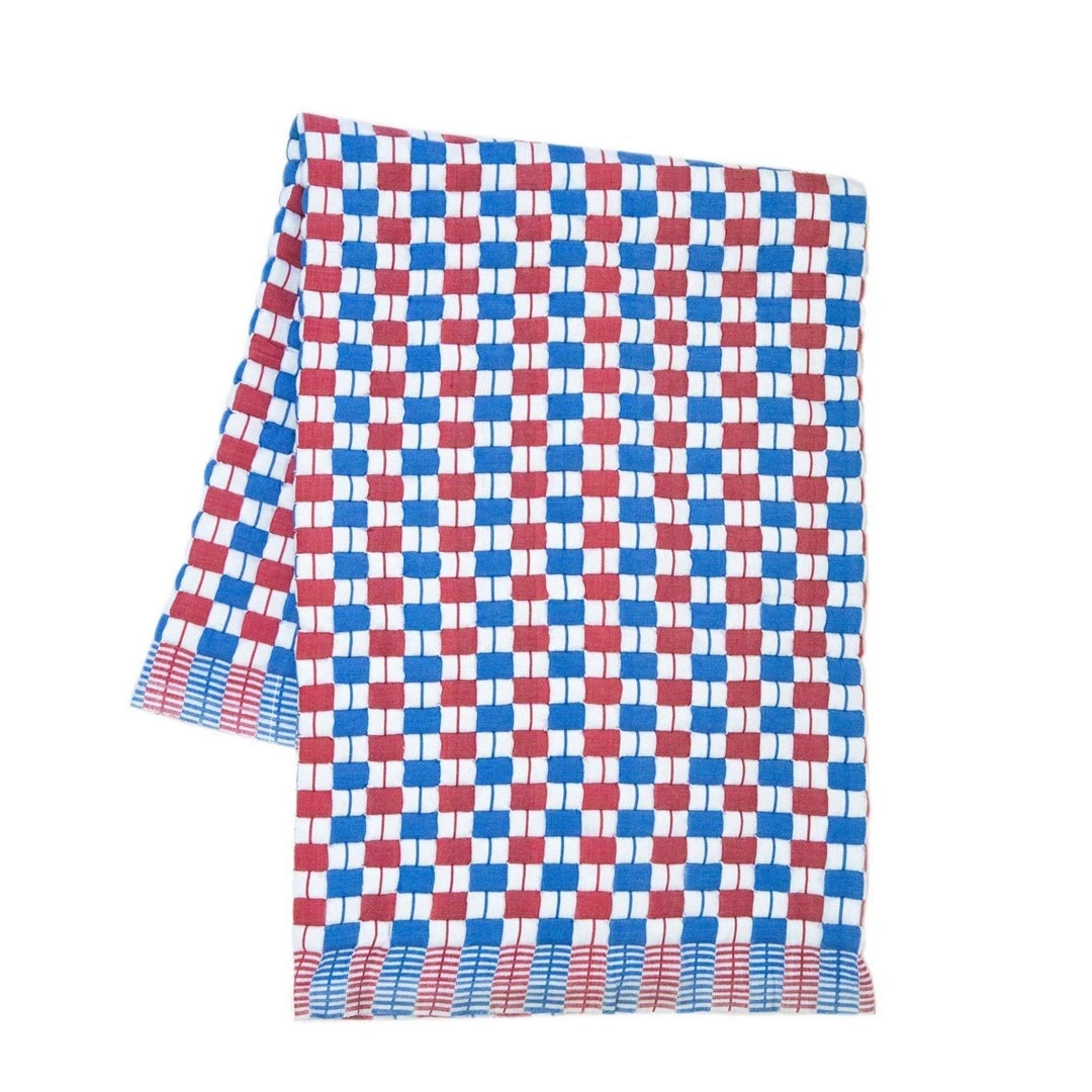 Archive New York Quilted Suzani Throw Blanket - Red + Blue 3 Archive New York Quilted Suzani Throw Blanket - Red + Blue