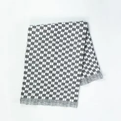 Archive New York Quilted Suzani Throw Blanket - Soft Black + White Home Goods