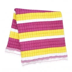 Archive New York Quilted Suzani Throw Blanket - Yellow + Pink Stripe