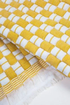 Archive New York Home Goods Quilted Suzani Throw Blanket - Yellow + White 12 Archive New York Home Goods Quilted Suzani Throw Blanket - Yellow + White