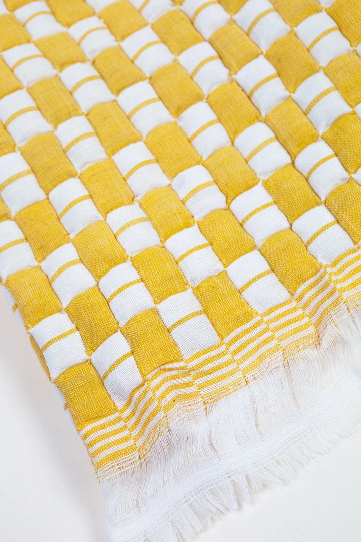 Archive New York Home Goods Quilted Suzani Throw Blanket - Yellow + White 7 Archive New York Home Goods Quilted Suzani Throw Blanket - Yellow + White