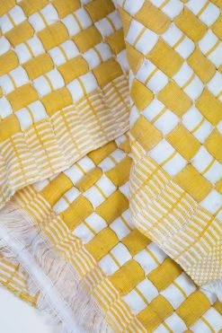 Archive New York Home Goods Quilted Suzani Throw Blanket - Yellow + White 13 Archive New York Home Goods Quilted Suzani Throw Blanket - Yellow + White