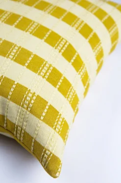 Archive New York Santiago Grid Throw Pillow - Butter Yellow