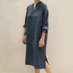 Area Home Long Linen Tunic - Charcoal