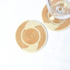 Azizi Life Woven Coaster Set - Tea + Natural White