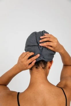 Ettitude Bamboo Waffle Hair Towel - Slate