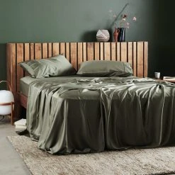 Ettitude Bamboo Sateen Flat Sheet - Moss